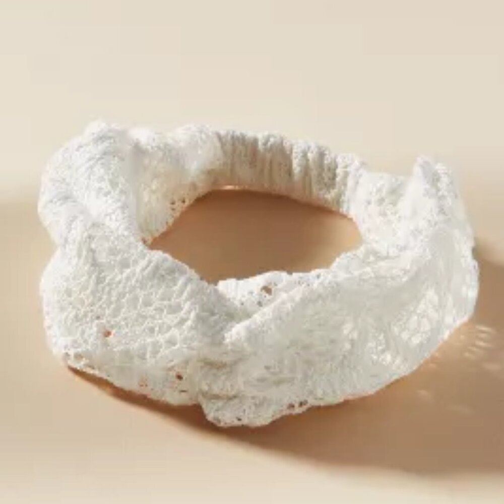 Anthropologie White Croochet Headband (one size) NEW